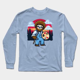 Sloth Painter Sunset Long Sleeve T-Shirt